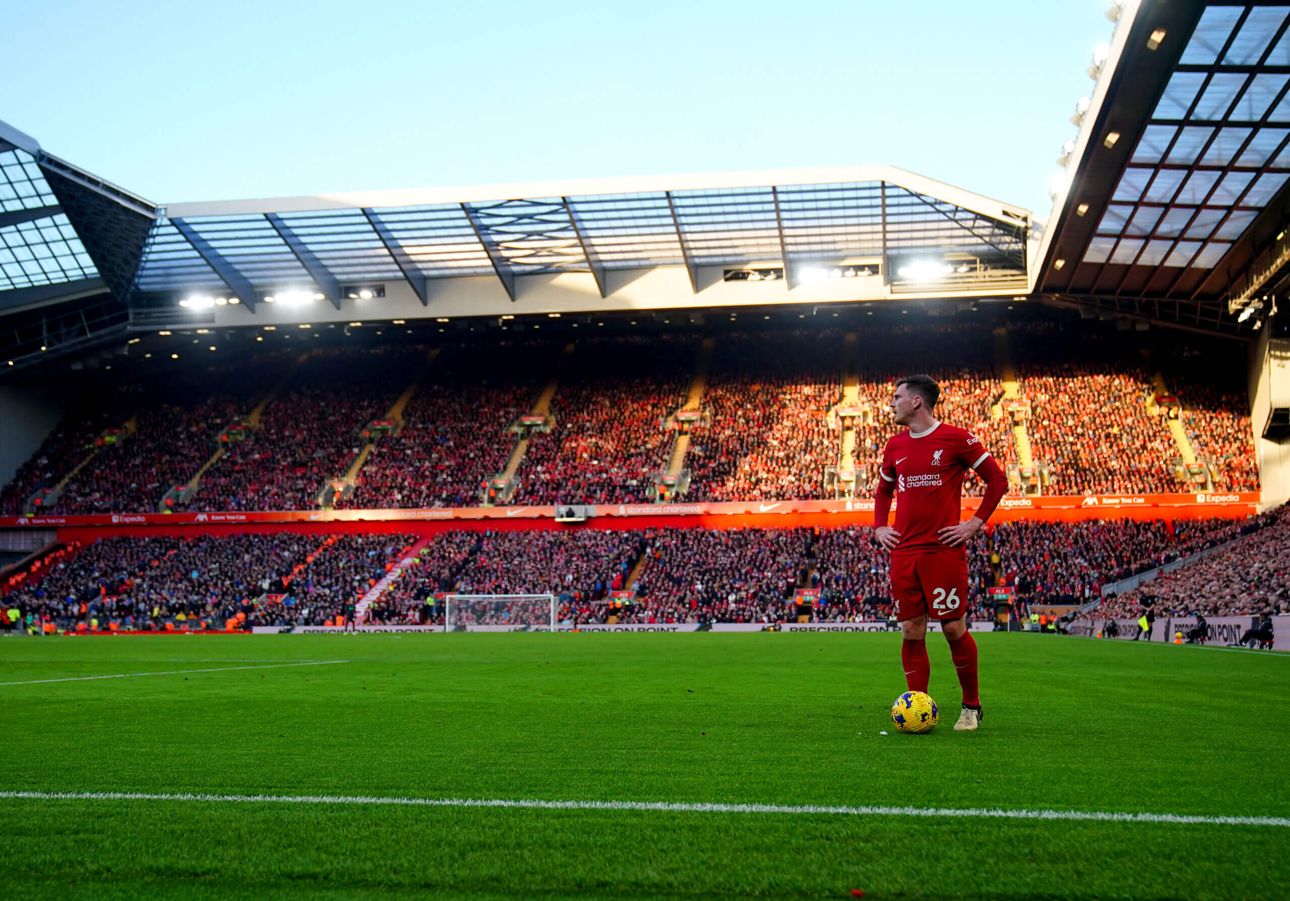 Anfield là sân vận động nằm ở thành phố nào